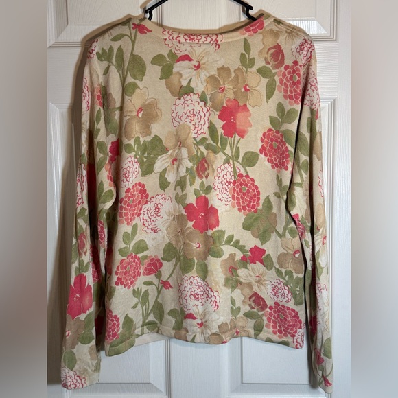 Talbots Cardigan Multicolor Silk Blend Floral Sweater Lightweight Women’s XL - Picture 3 of 8